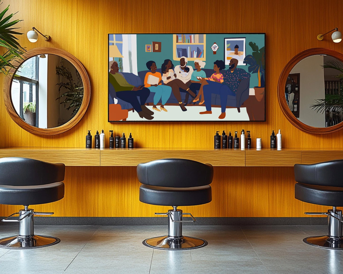 Black Family Gathering African American Togetherness Wall Art