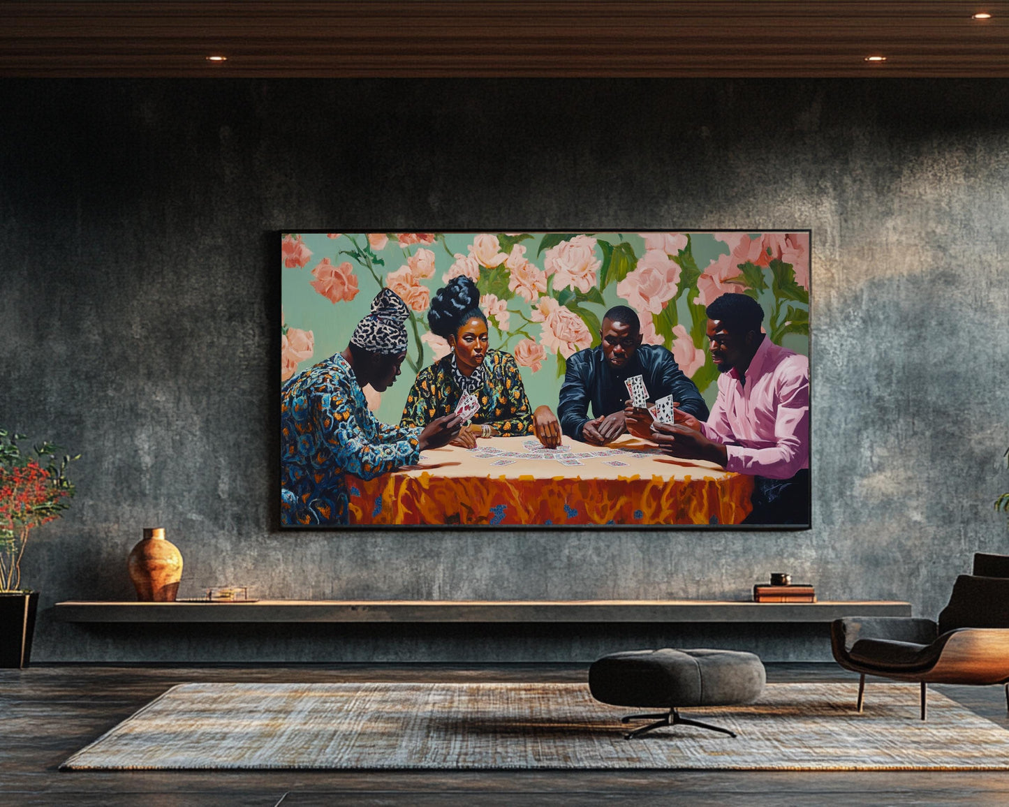 Black Friends Playing Cards African American Wall Art