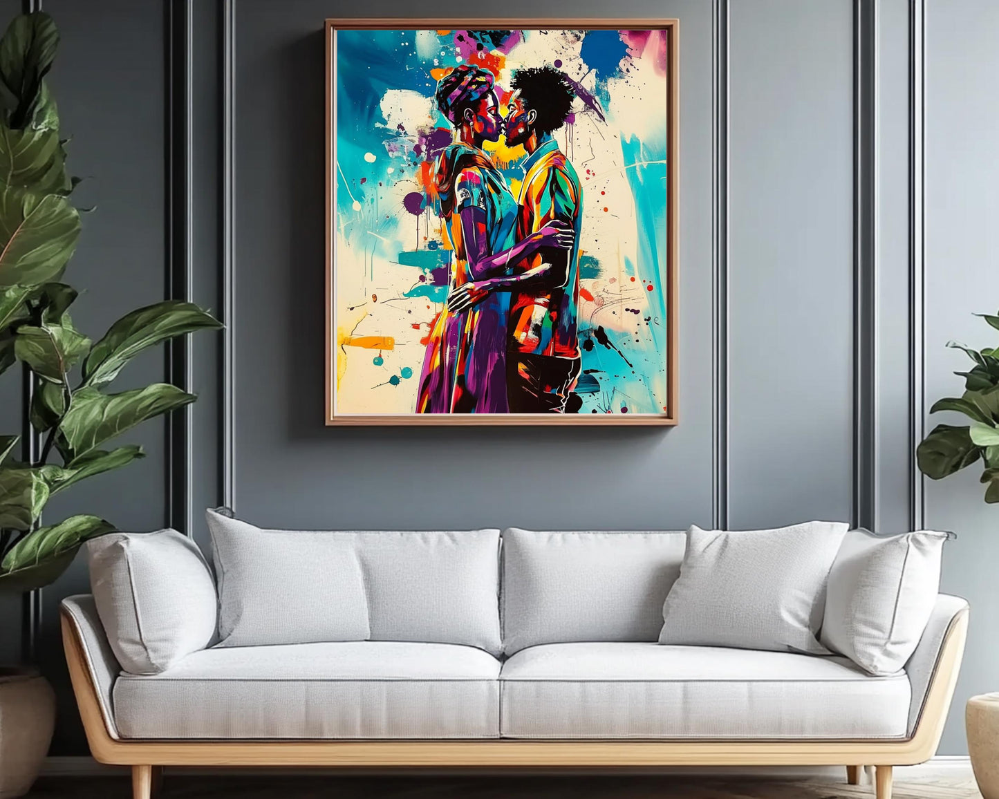 Black Couple Modern Love Abstract Art Print