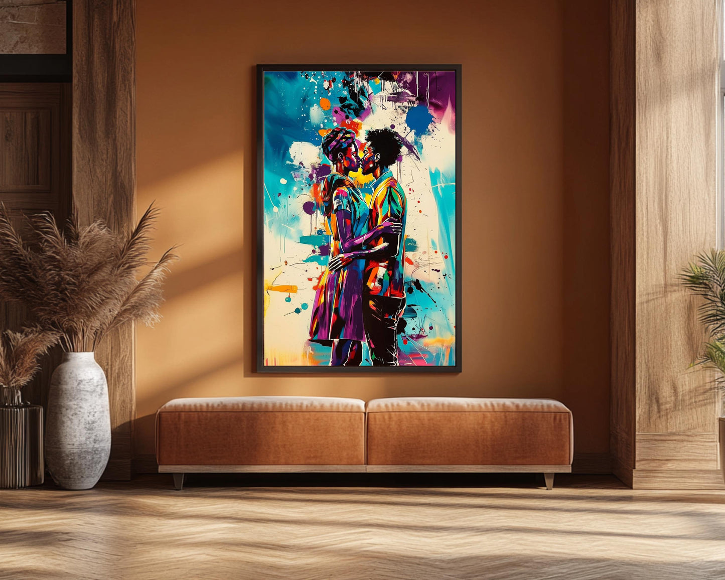 Black Couple Modern Love Abstract Art Print