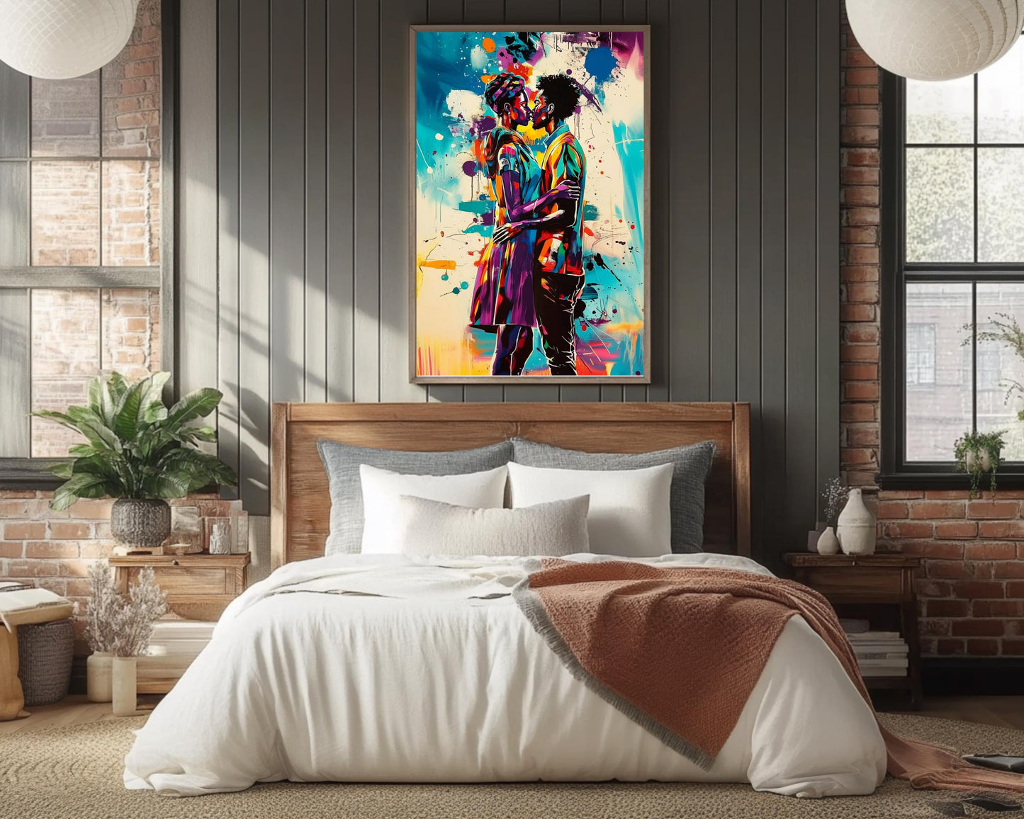Black Couple Modern Love Abstract Art Print