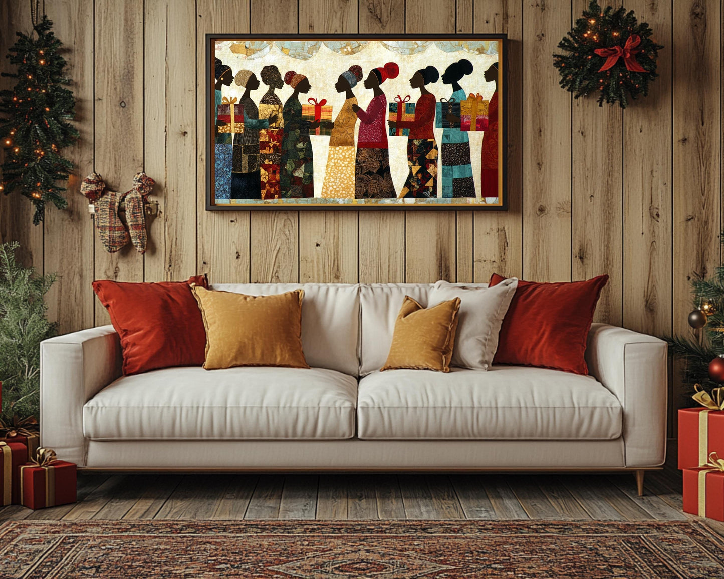 Quilt Style Black Art African American Wall Art Canvas