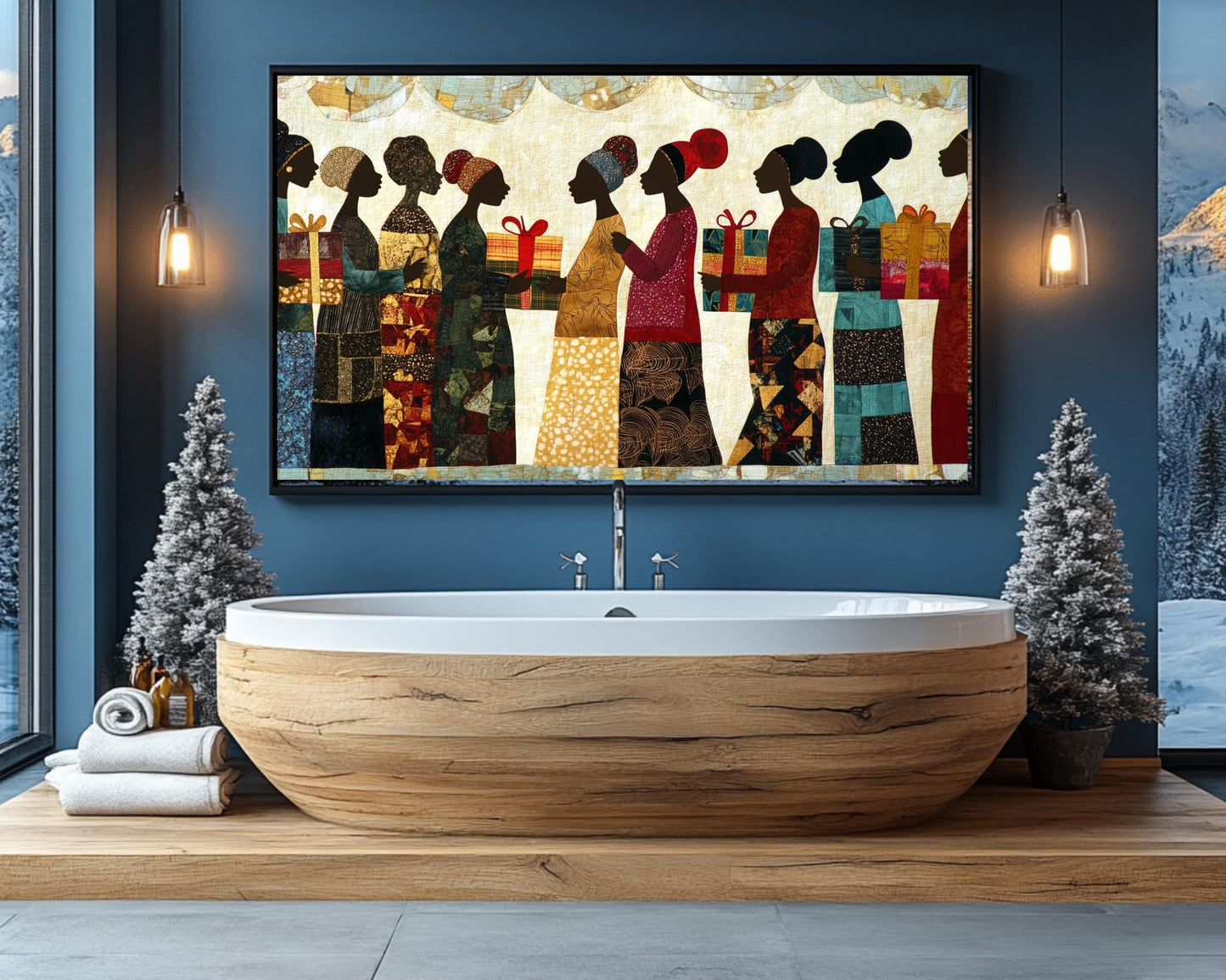 Quilt Style Black Art African American Wall Art Canvas
