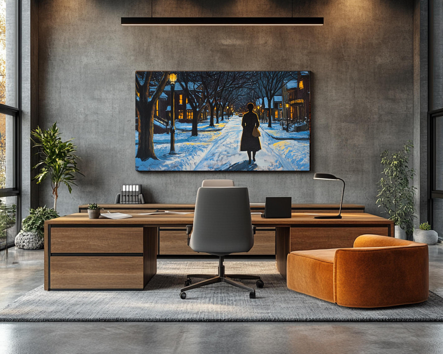 African American Wall Art Winter Night Walk