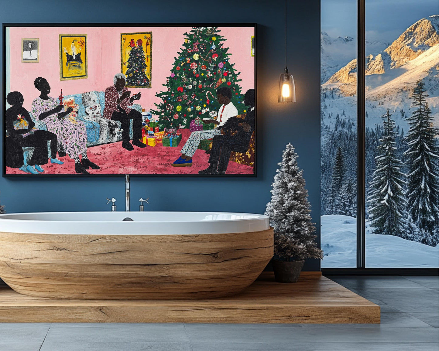 African American Wall Art Black Family Christmas Canvas