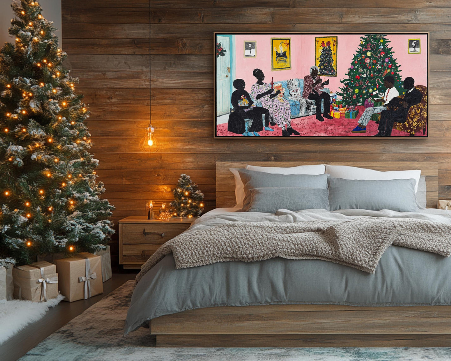 African American Wall Art Black Family Christmas Canvas