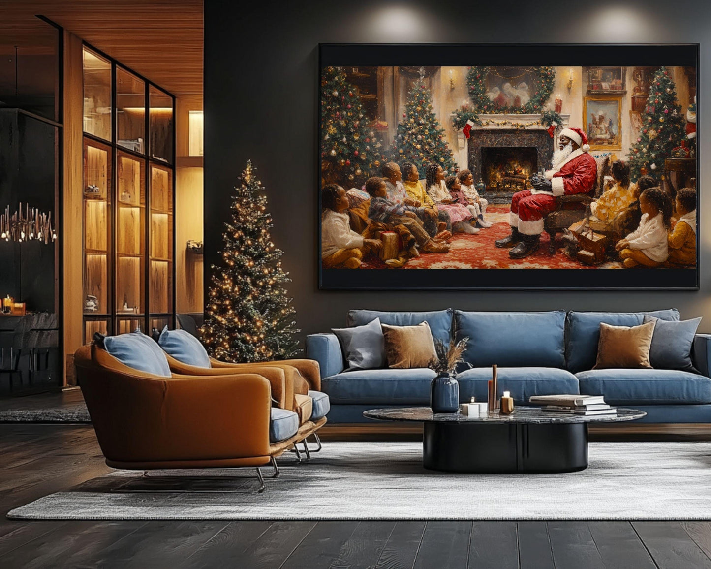 Storytime Black Santa African American Christmas Wall Art