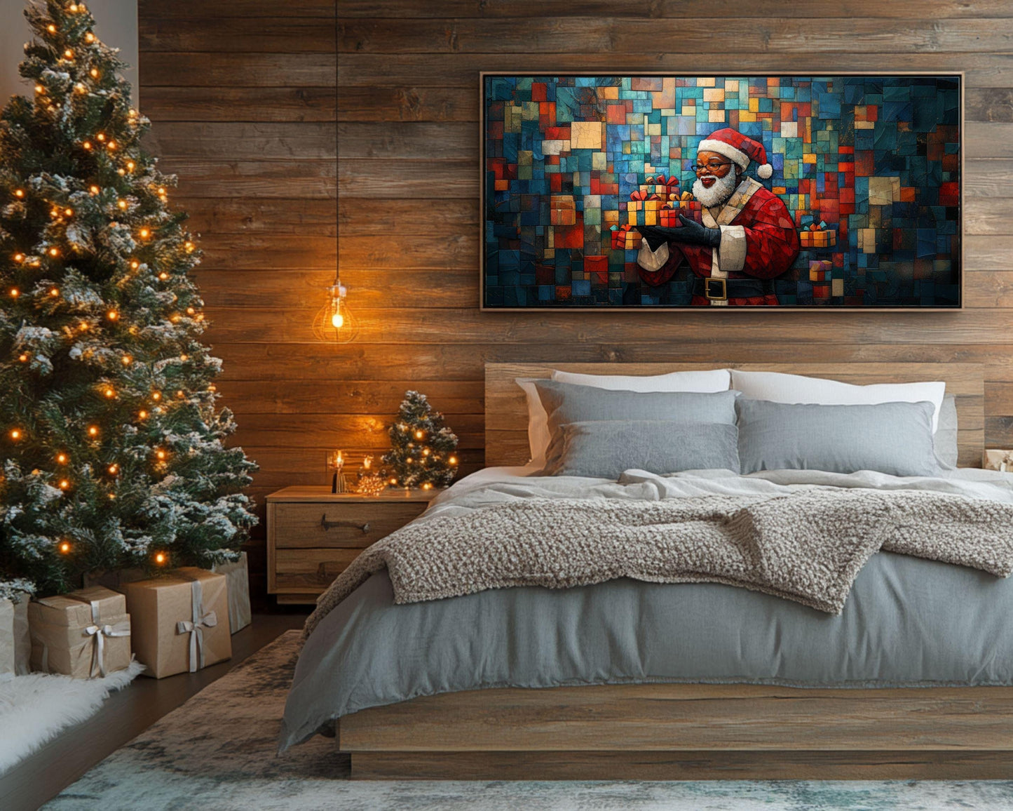 Gift Giving Black Santa African American Wall Art