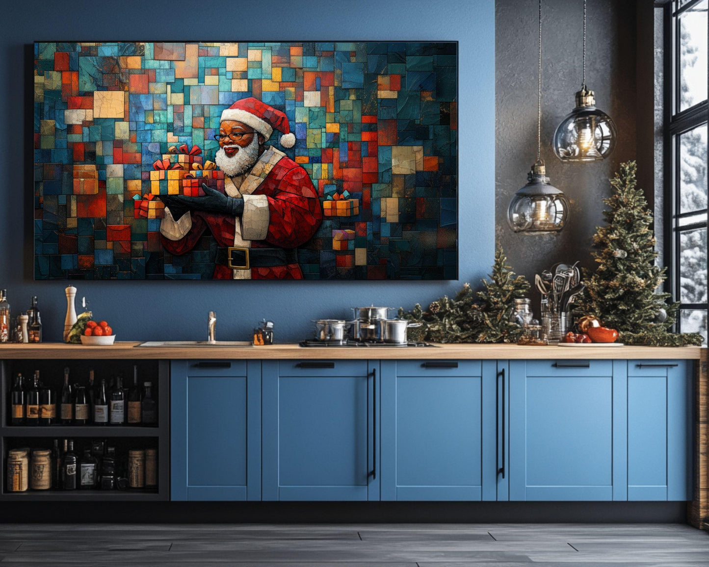 Gift Giving Black Santa African American Wall Art