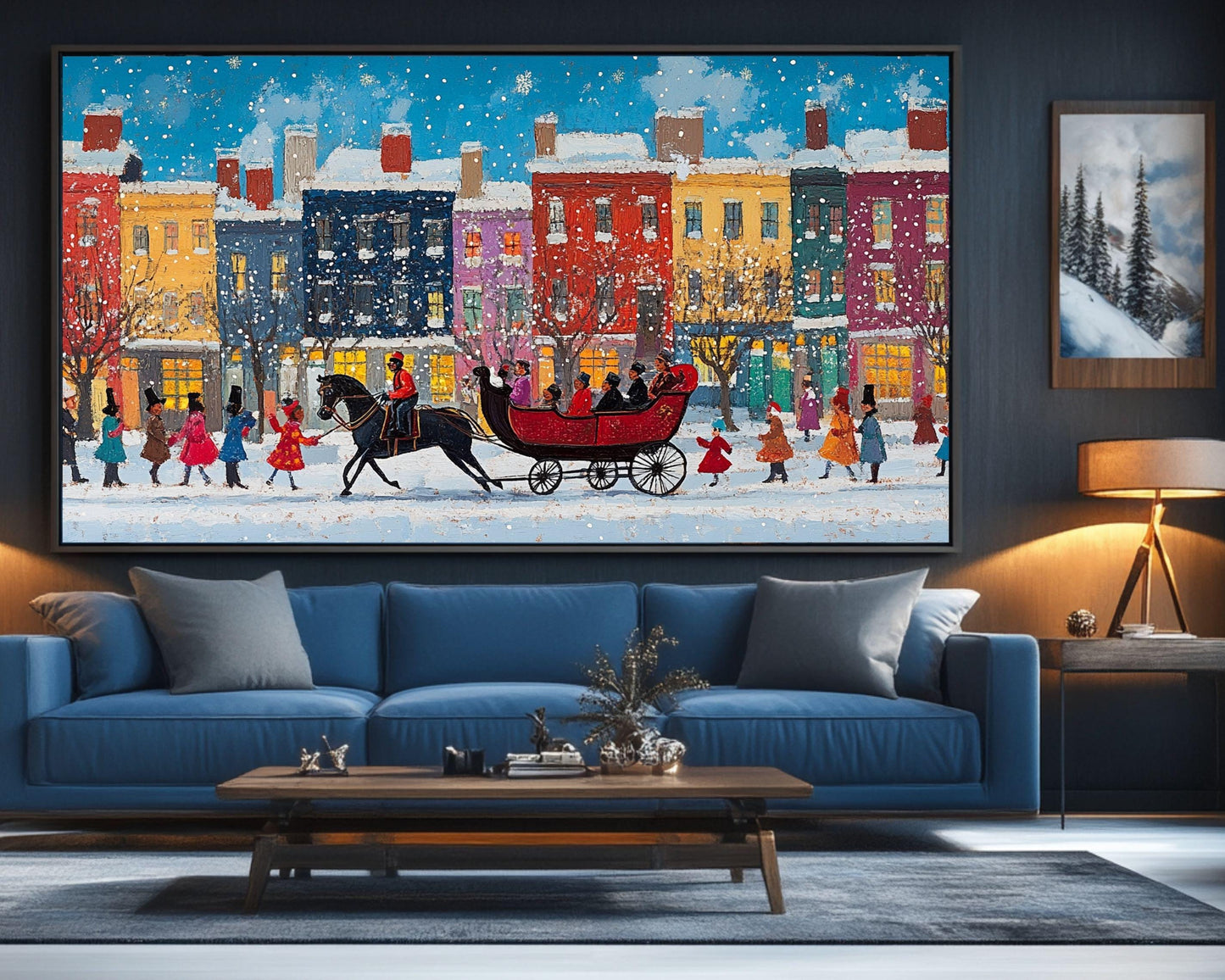 African American Art Black Santa Sleigh Christmas Print