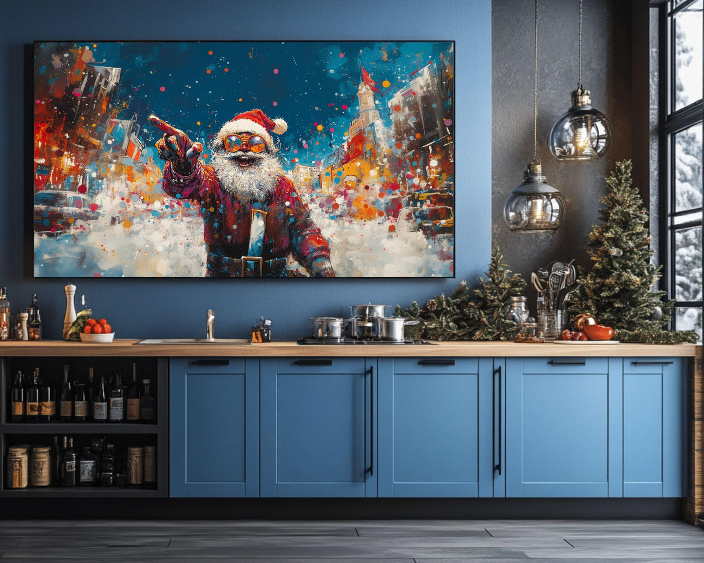 African American Art Black Santa Urban Christmas Print