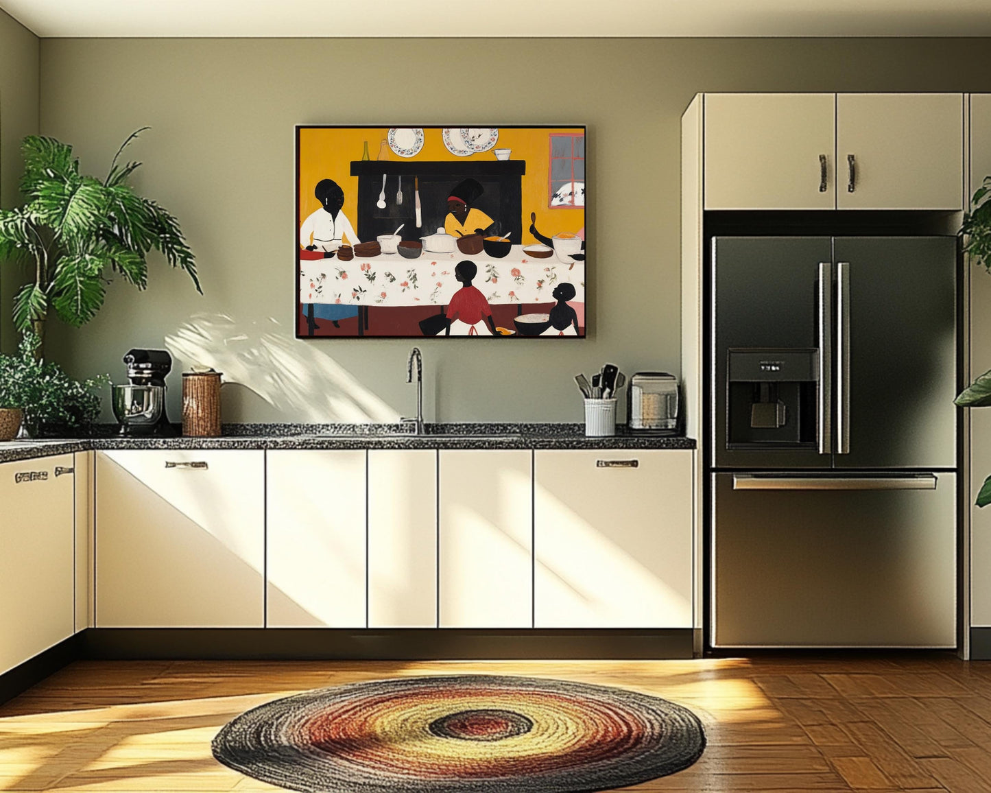 Family Dinner Folk African American Wall Art