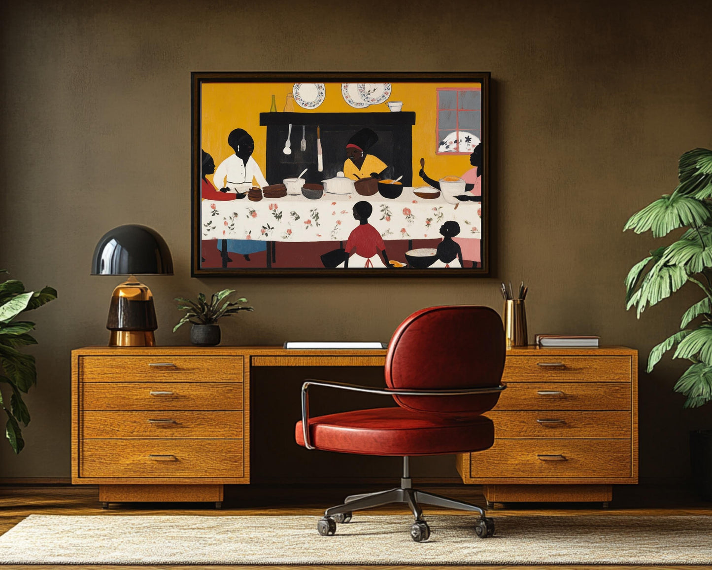 Family Dinner Folk African American Wall Art