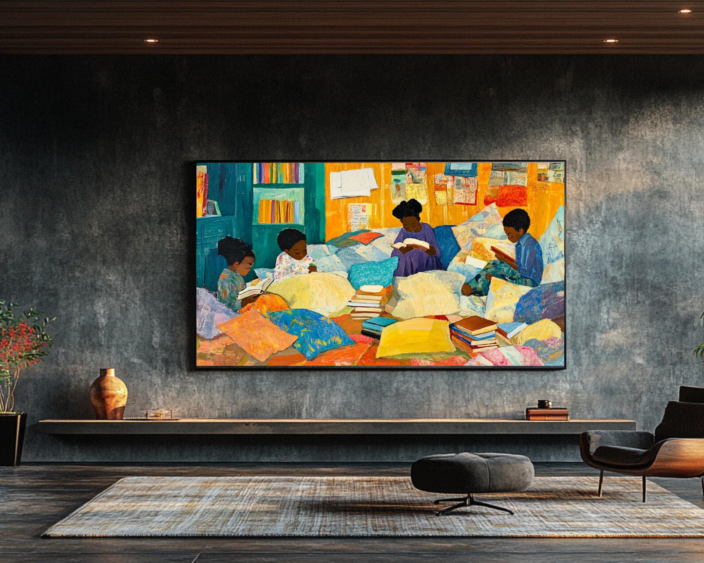 African American Wall Art Black Children Reading