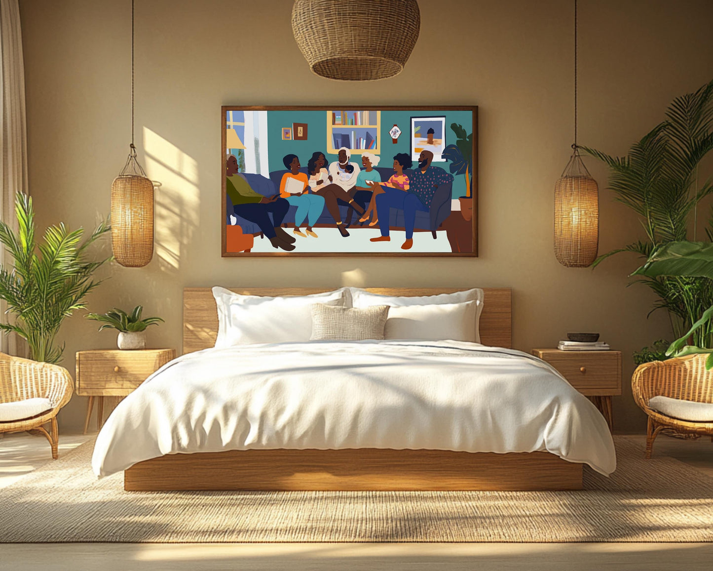 Black Family Gathering African American Togetherness Wall Art
