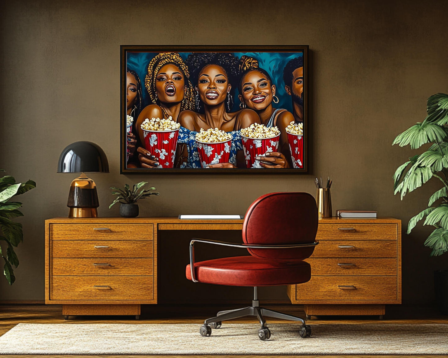 Black Friends Popcorn Night African American Wall Art