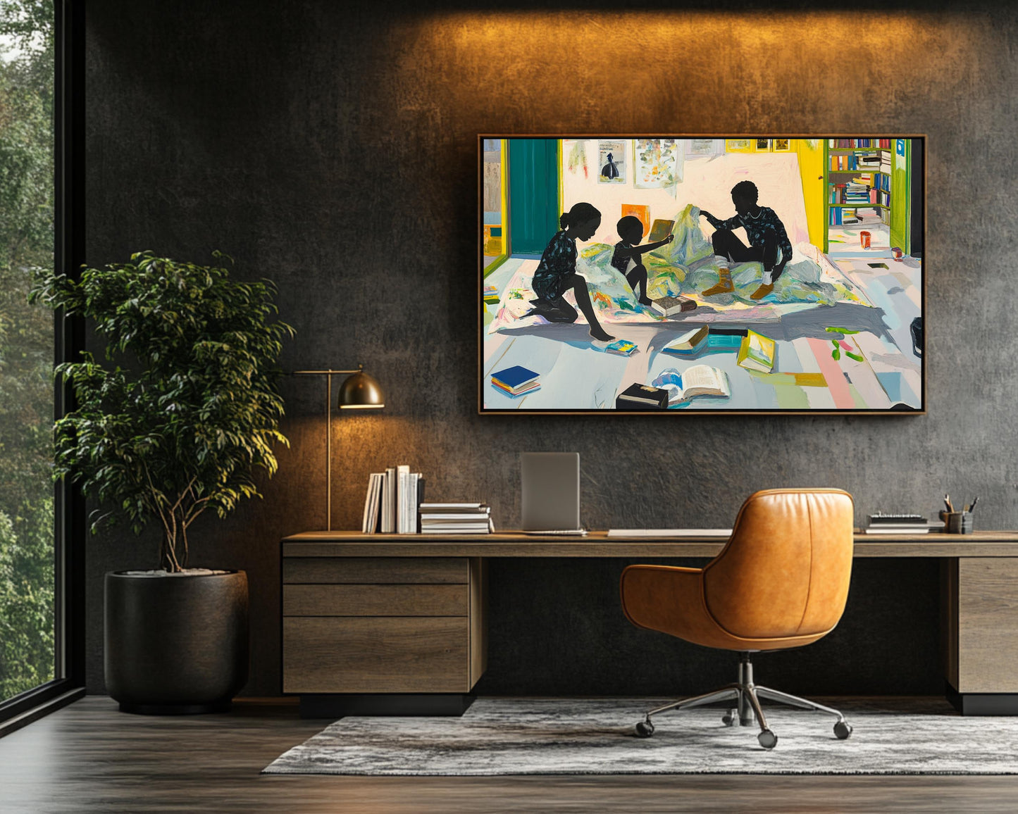 Black Siblings Reading African American Wall Art