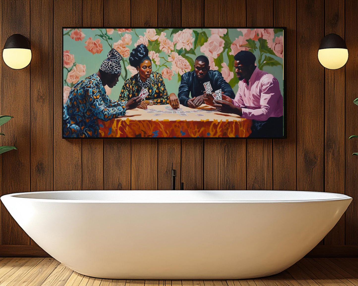 Black Friends Playing Cards African American Wall Art