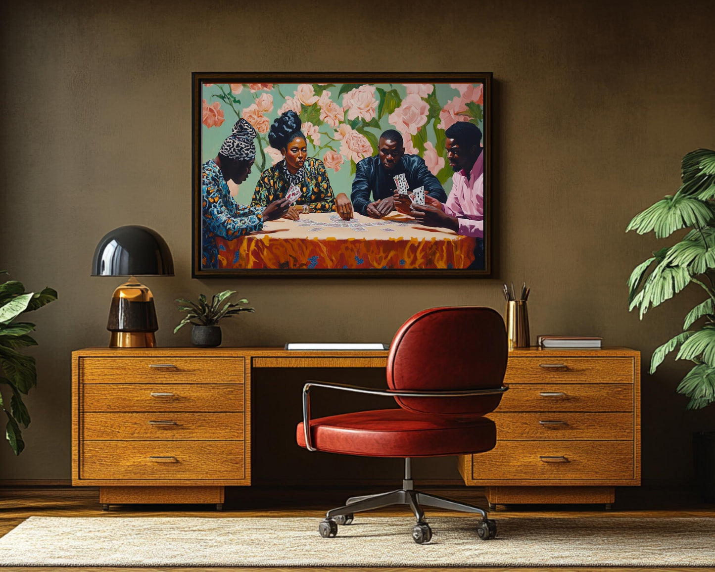 Black Friends Playing Cards African American Wall Art