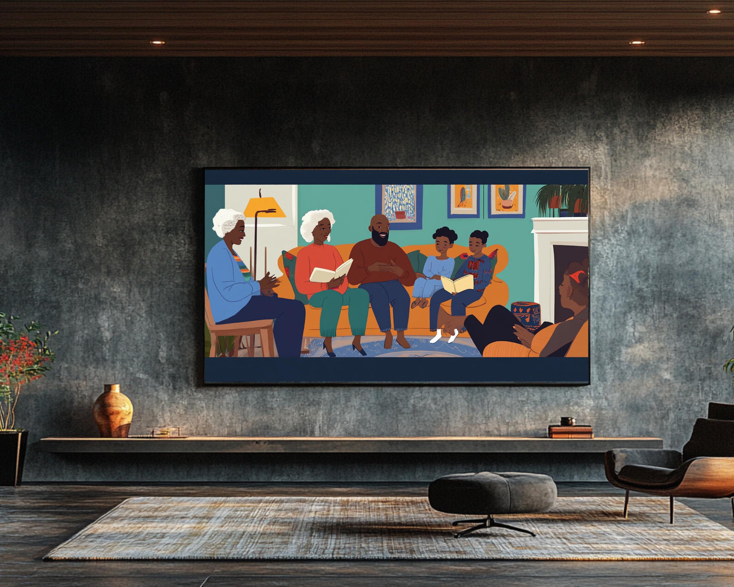 African American Wall Art Black Family Storytime Canvas