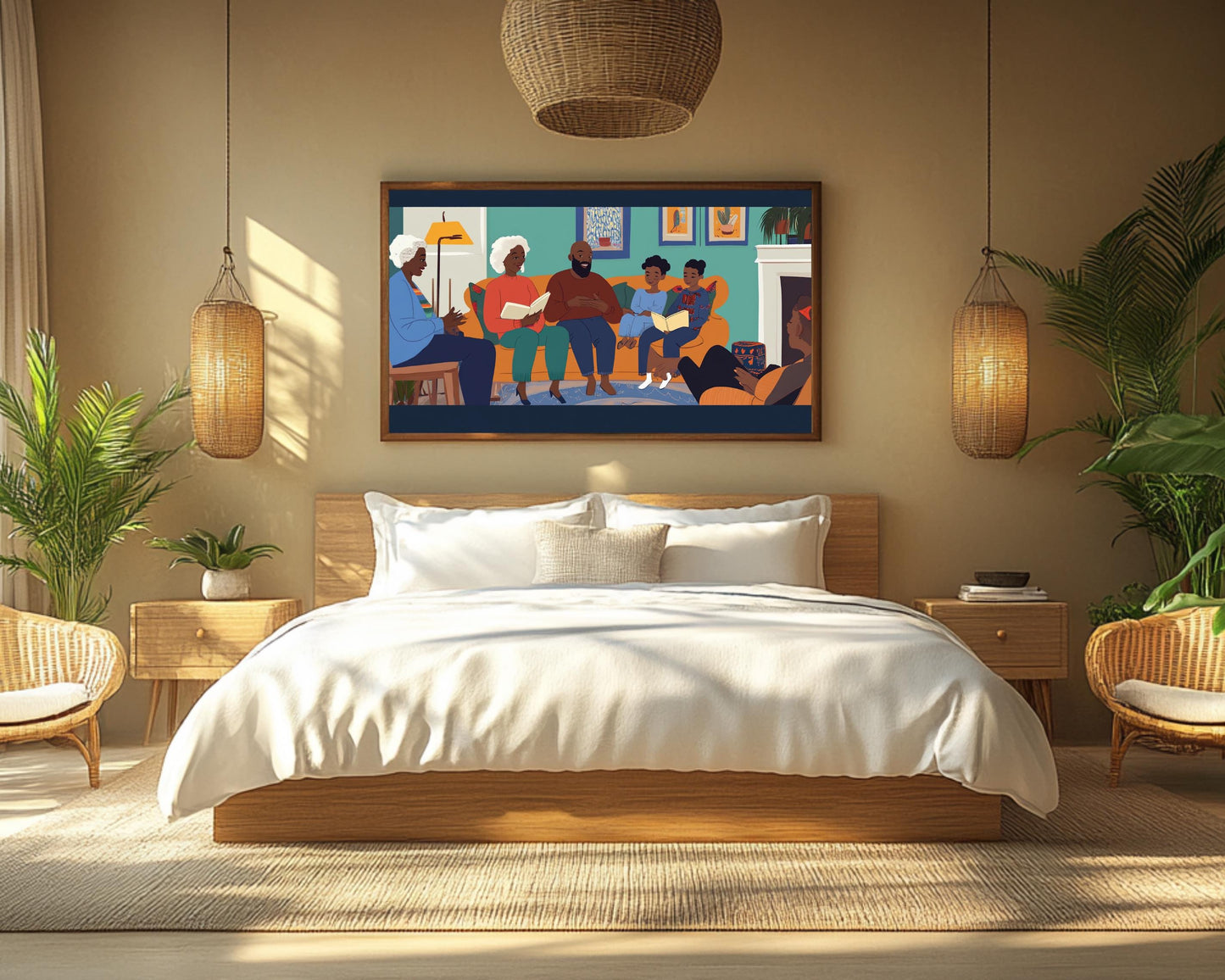 African American Wall Art Black Family Storytime Canvas