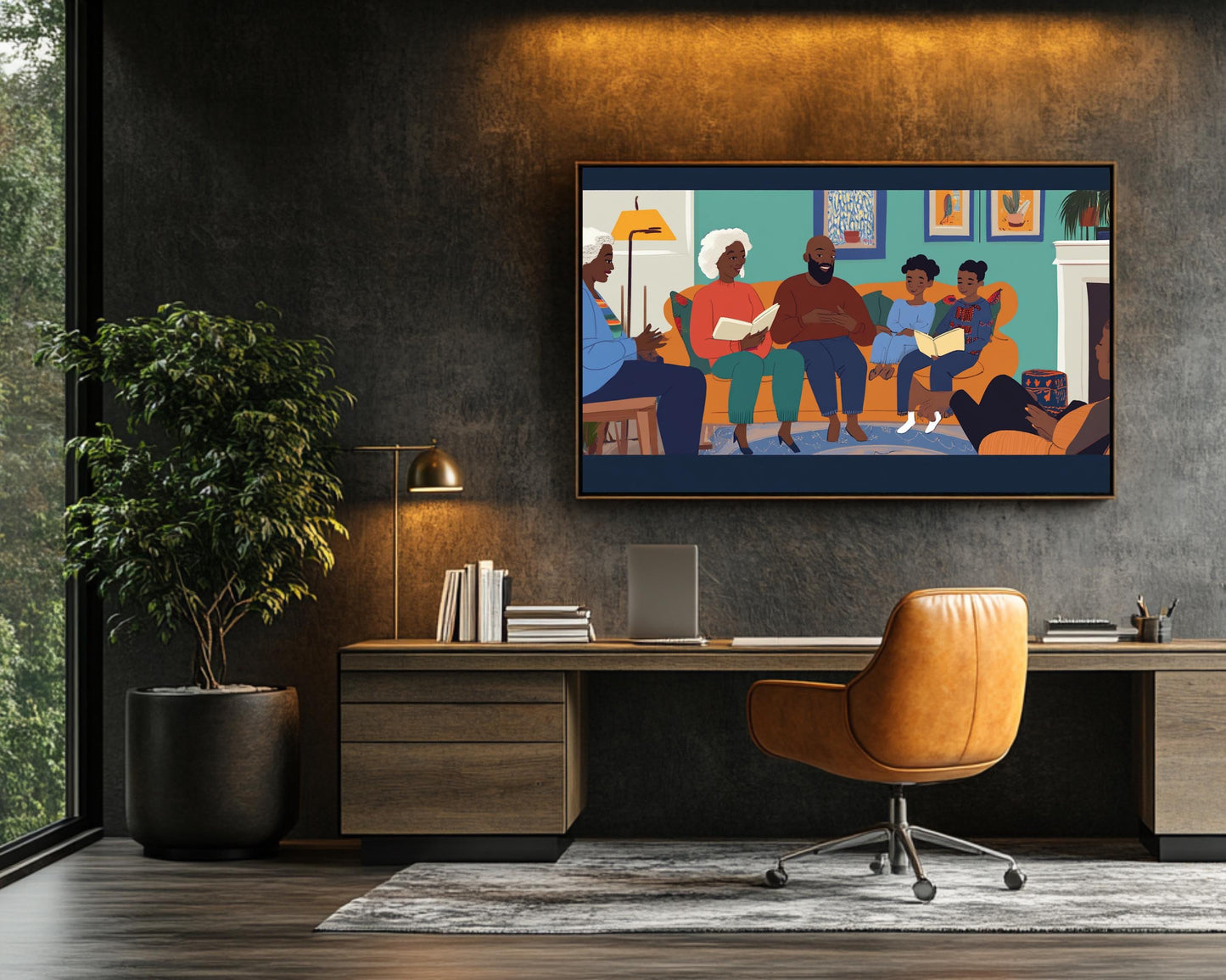 African American Wall Art Black Family Storytime Canvas