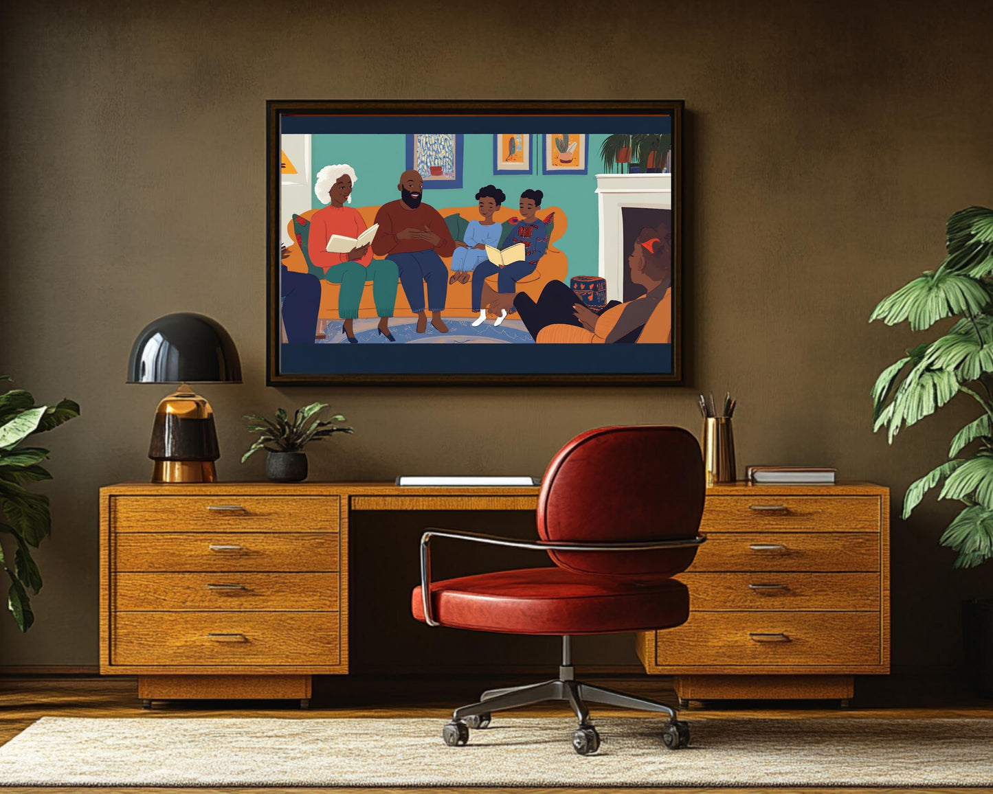 African American Wall Art Black Family Storytime Canvas