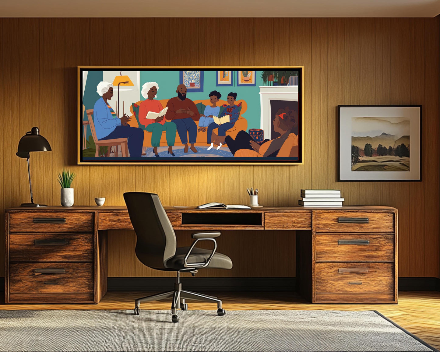 African American Wall Art Black Family Storytime Canvas