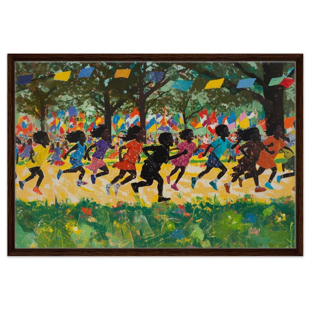 Joyful Black Children African American Wall Art Canvas
