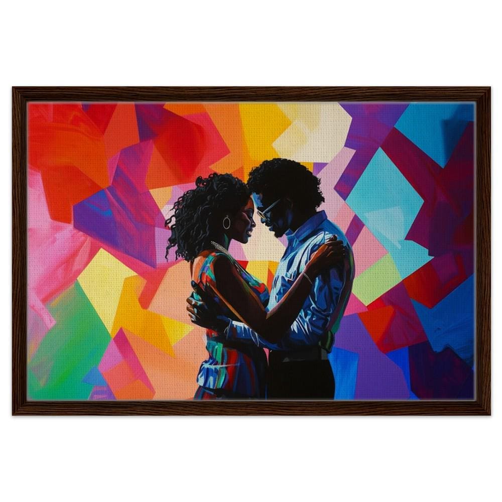 Black Couple Dancing Abstract African American Love Wall Art