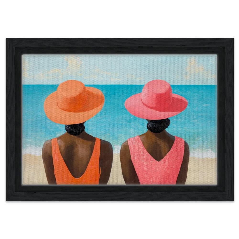 Black Women Relaxing at Beach African American Coastal Wall Art