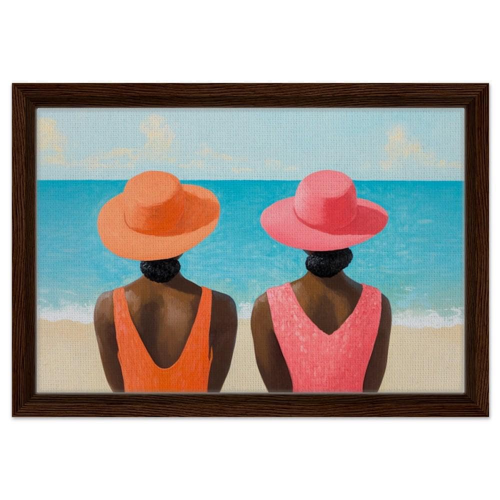 Black Women Relaxing at Beach African American Coastal Wall Art