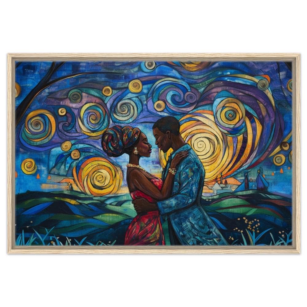 Black Couple Under Colorful Sky African American Love Wall Art