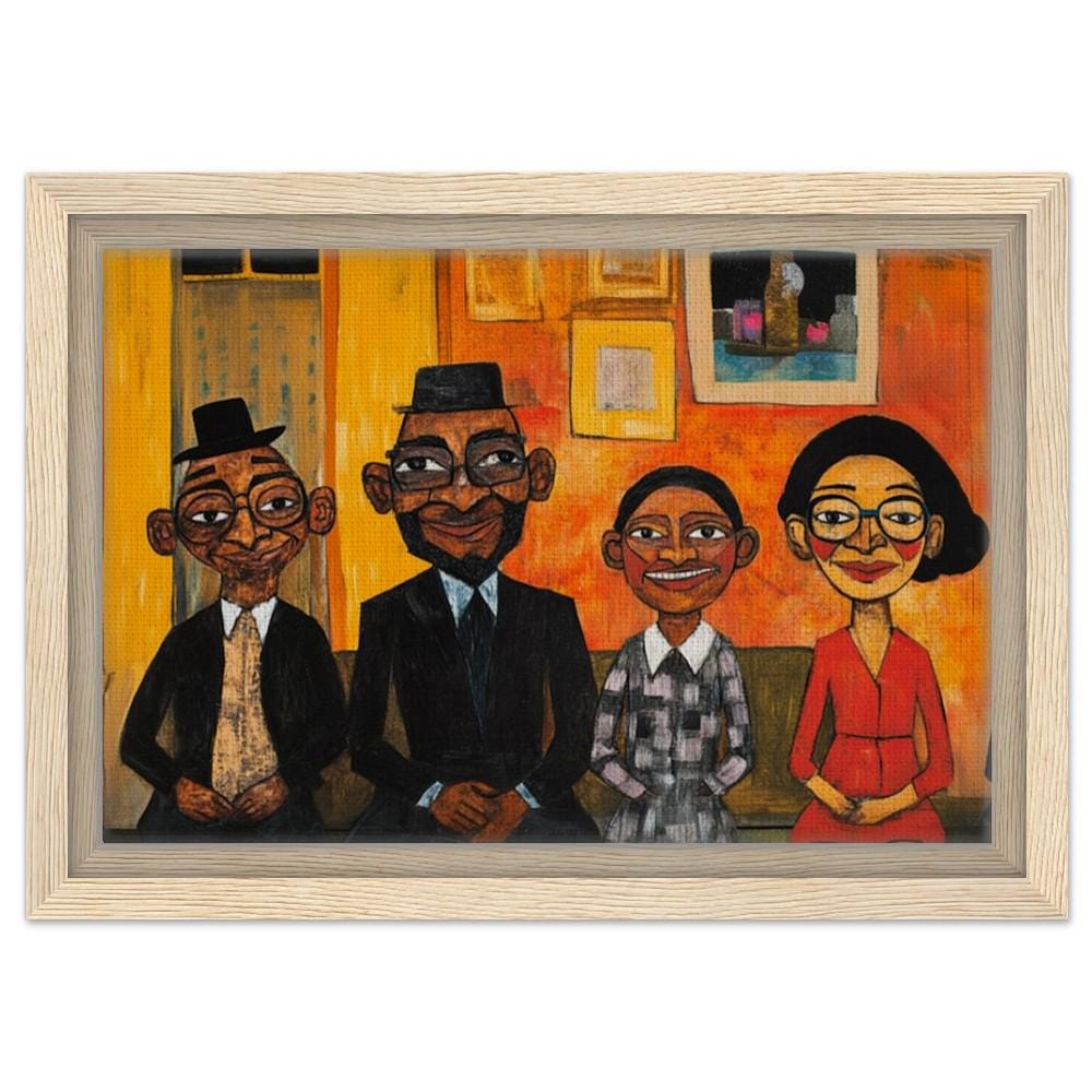 Whimsical Black Family Portrait African American Wall Art