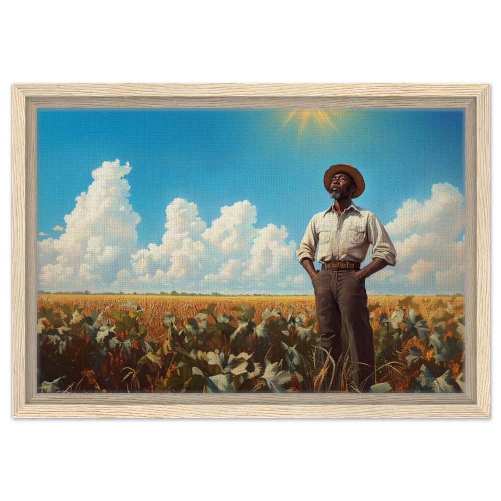 Black Farmer in Golden Field African American Rural Wall Art