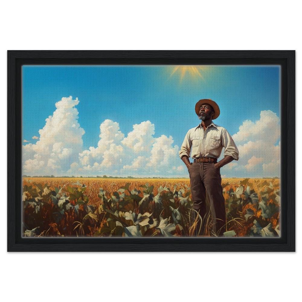 Black Farmer in Golden Field African American Rural Wall Art