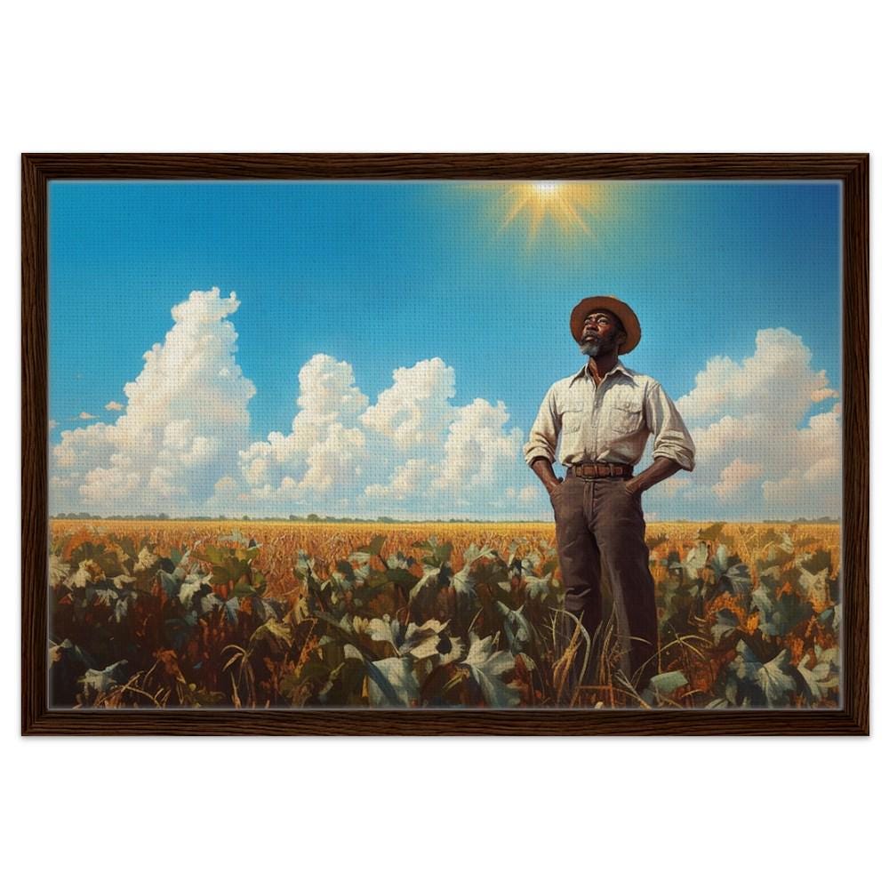 Black Farmer in Golden Field African American Rural Wall Art