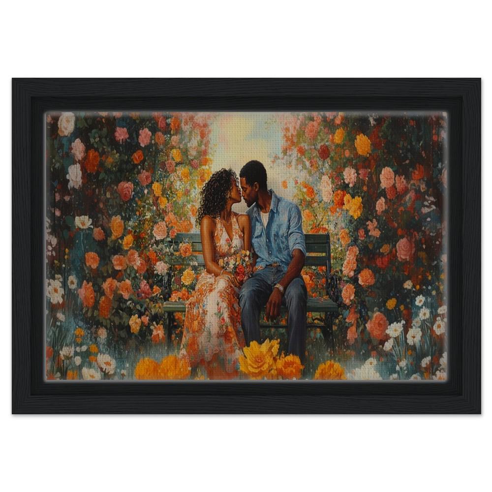 Romantic Black Couple Garden Scene African American Wall Art