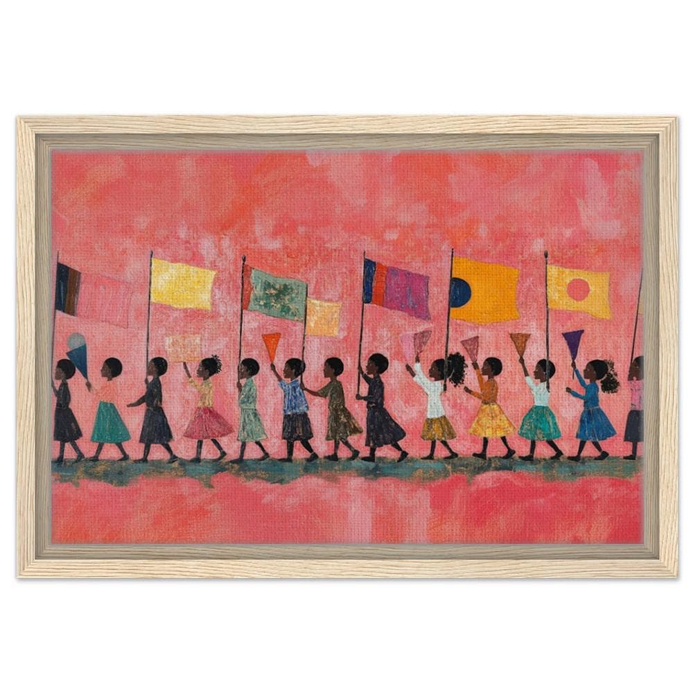 Black Children Marching African American Wall Art Canvas