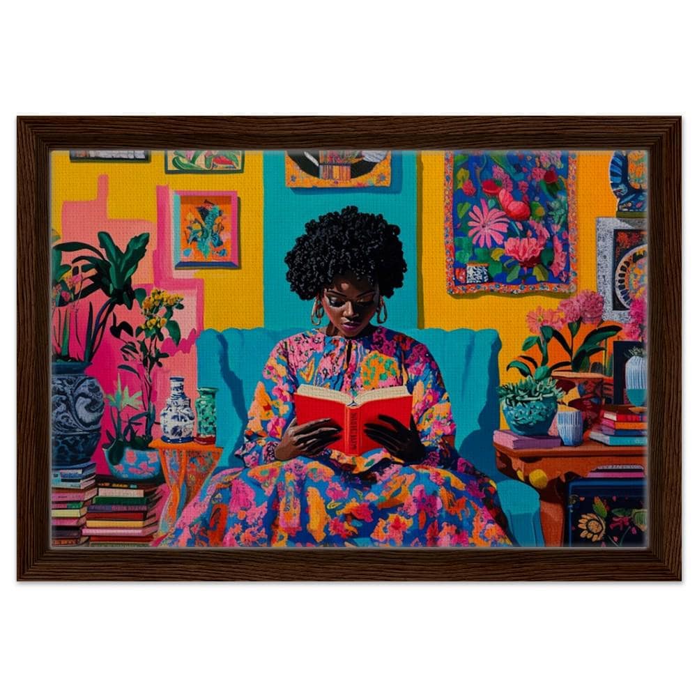 African American Art Black Woman Reading Canvas