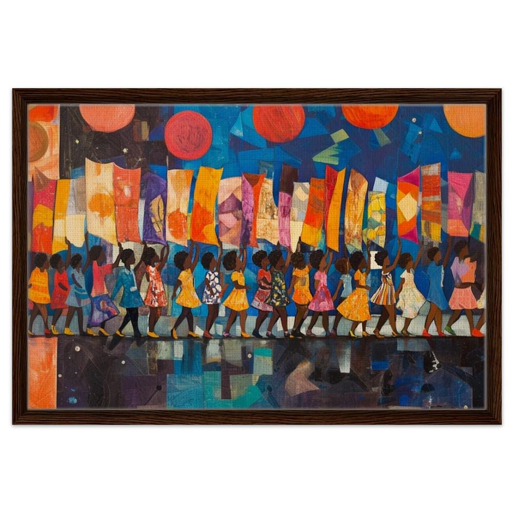 Marching Black Children African American Wall Art
