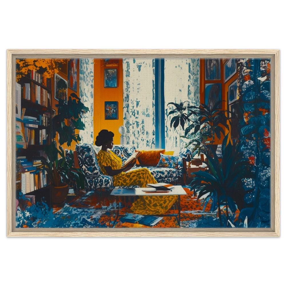 African American Wall Art Black Woman Reading Scene