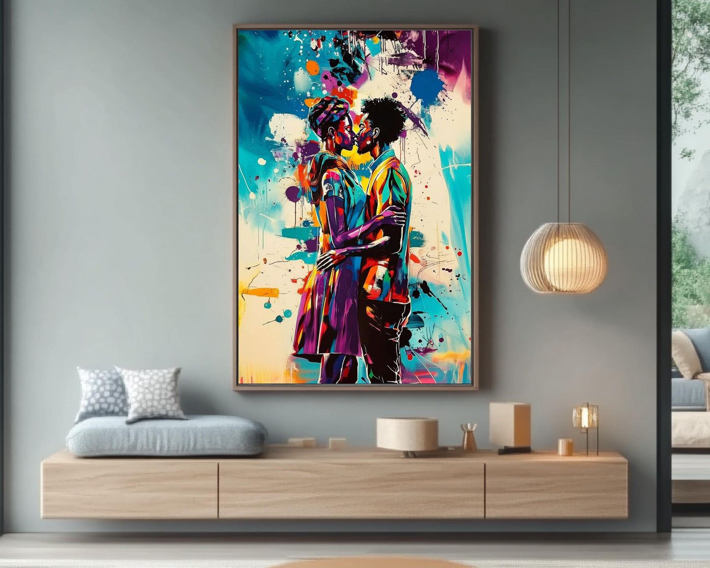 Black Couple Modern Love Abstract Art Print