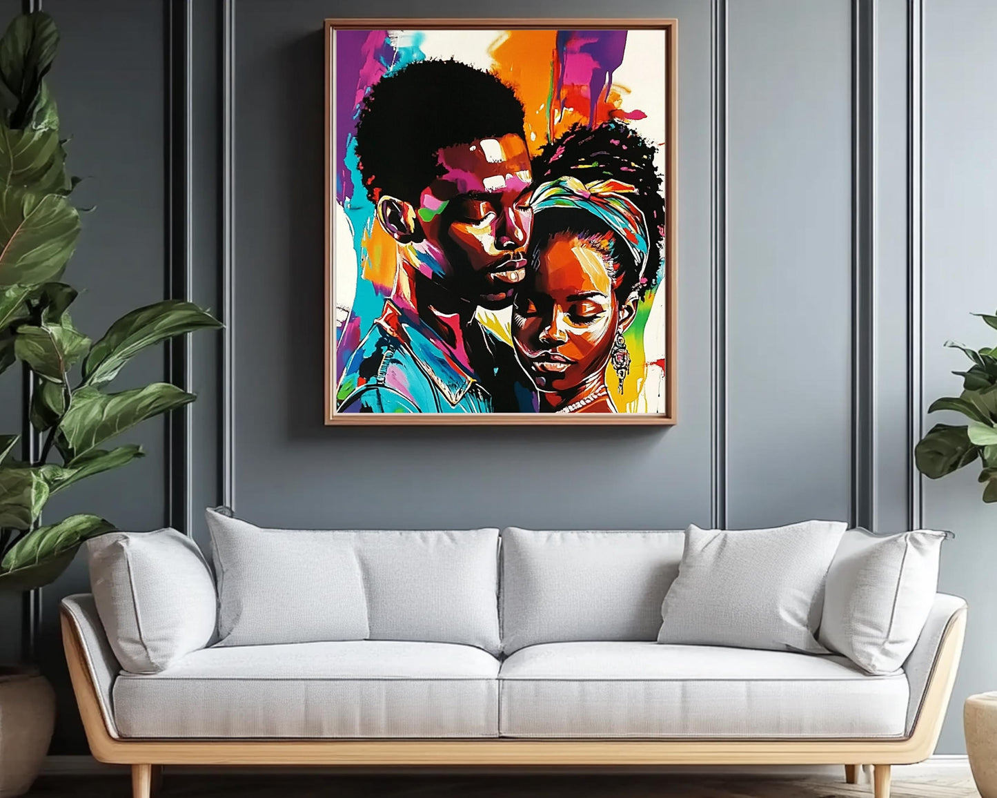 Romantic Black Couple Abstract African American Wall Art