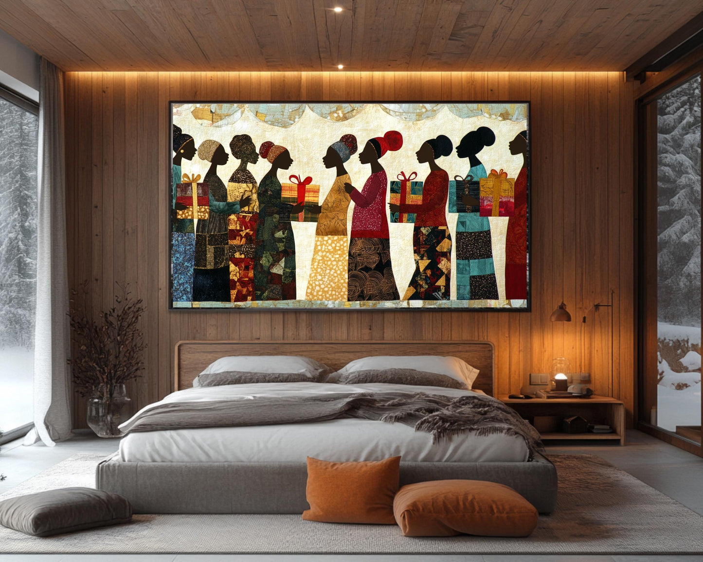 Quilt Style Black Art African American Wall Art Canvas
