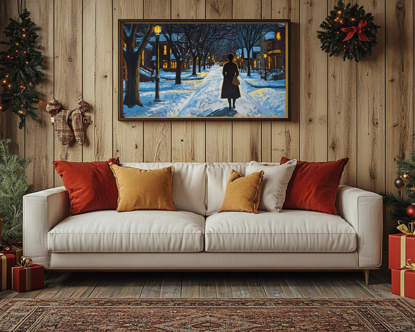 African American Wall Art Winter Night Walk