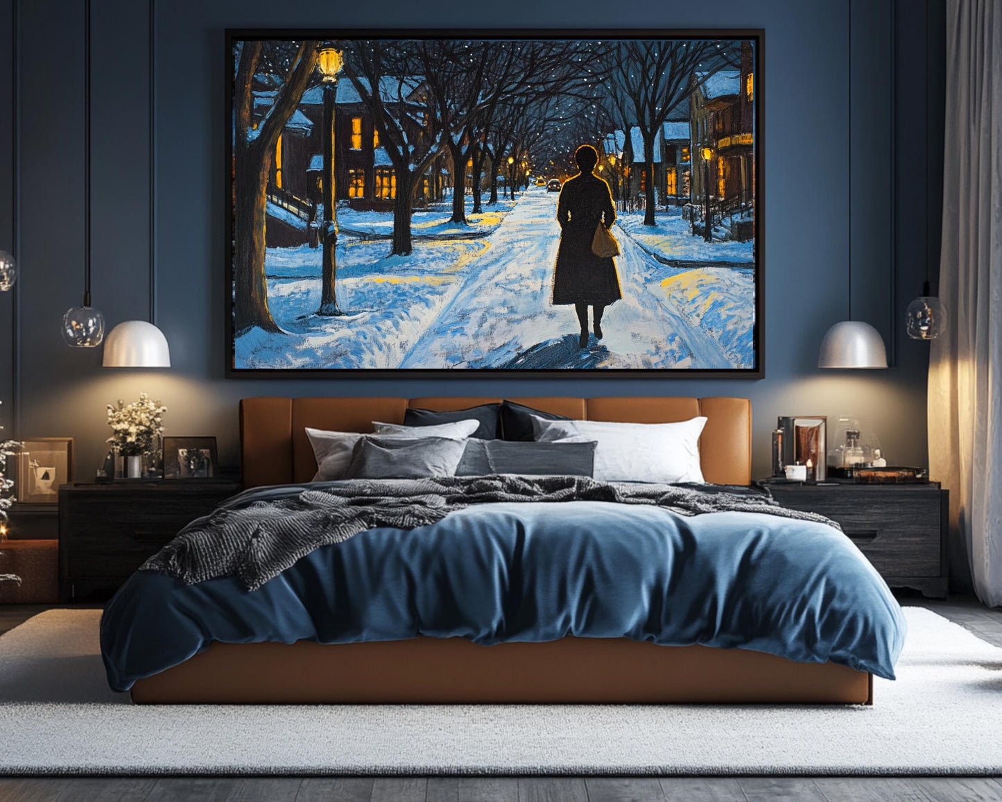 African American Wall Art Winter Night Walk