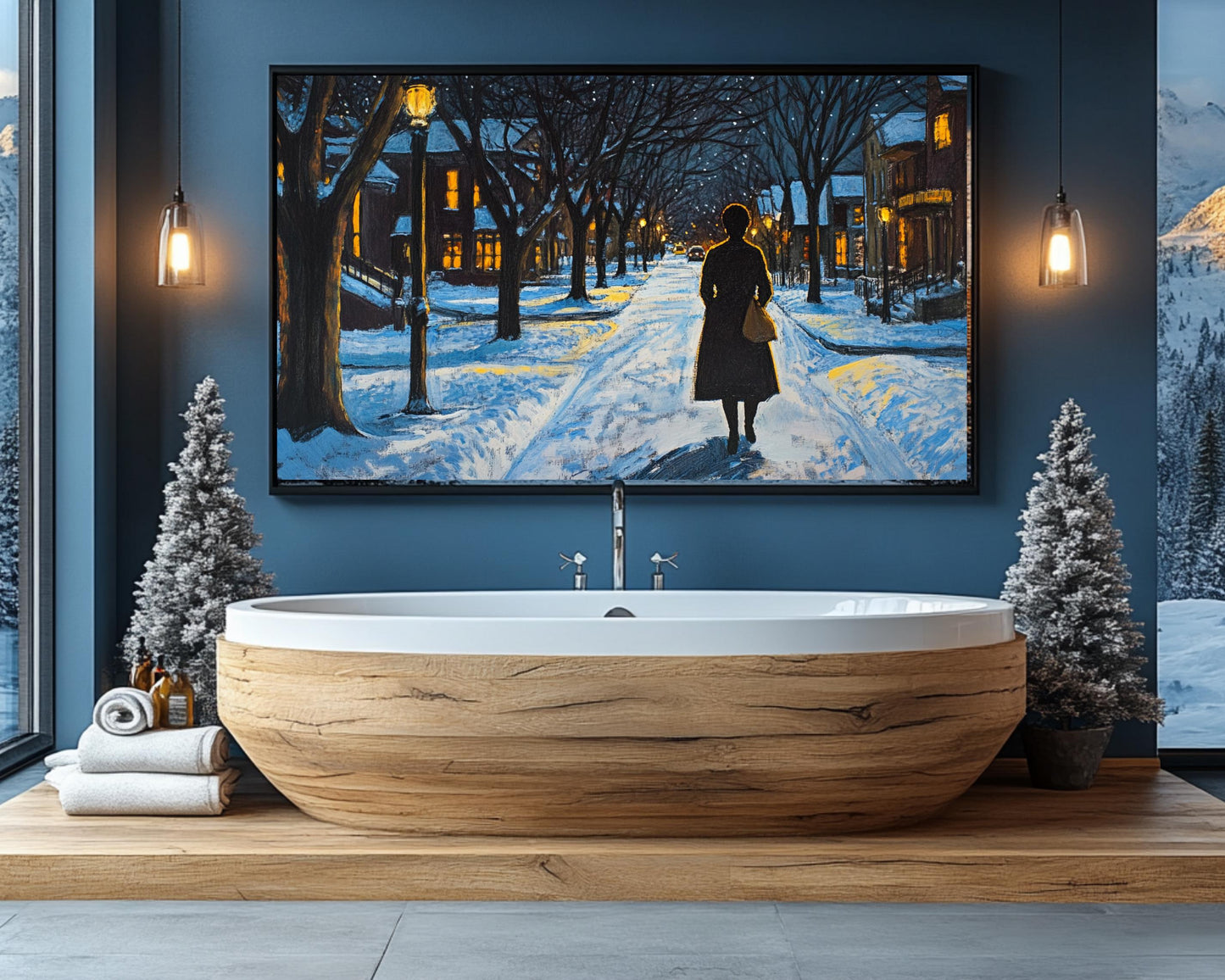 African American Wall Art Winter Night Walk
