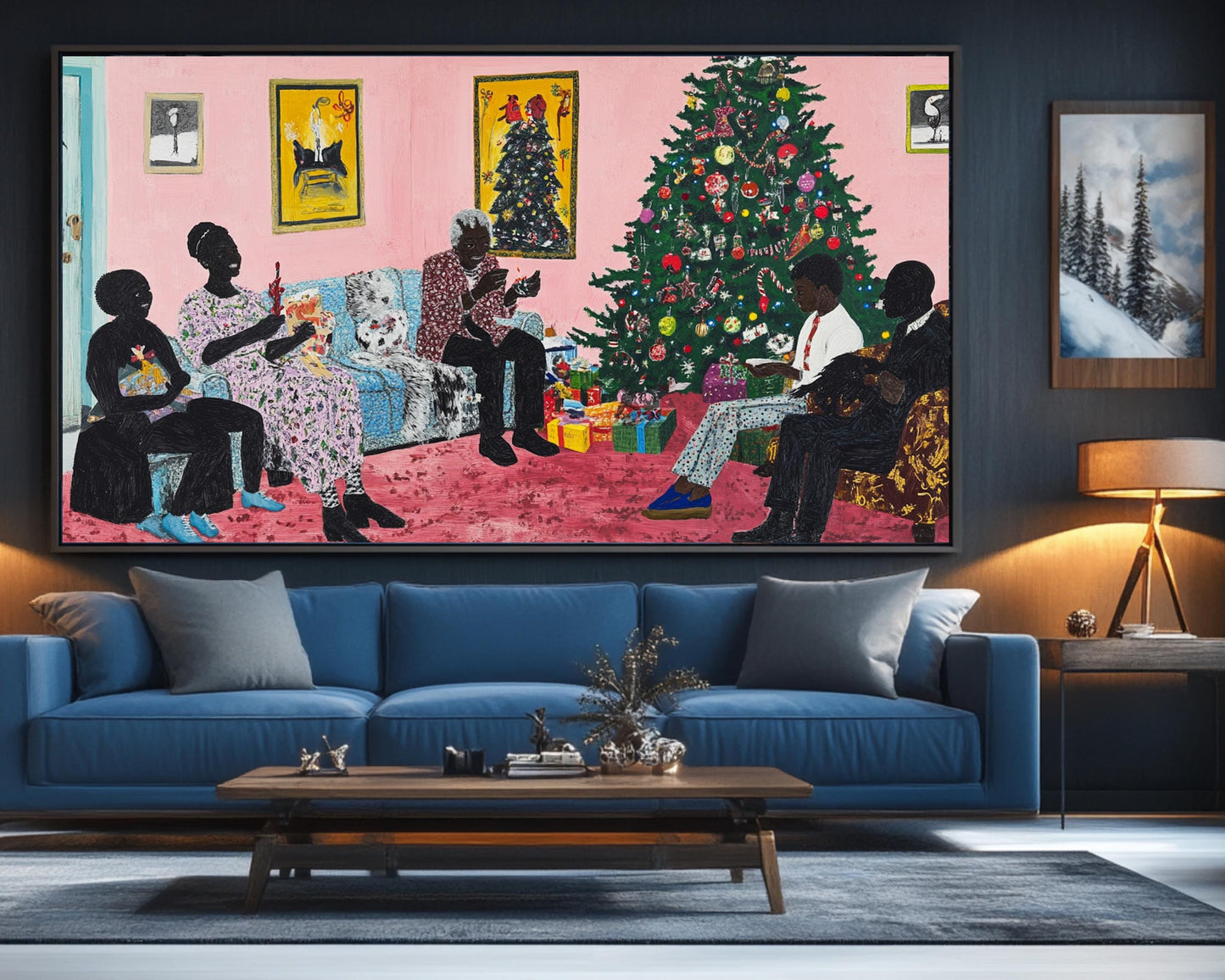 African American Wall Art Black Family Christmas Canvas