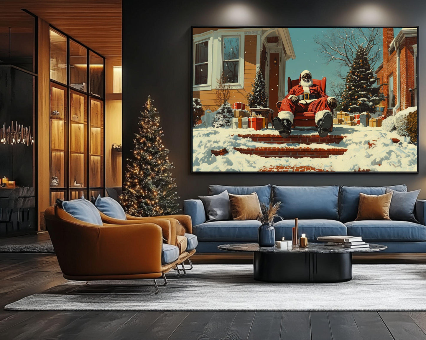 Cozy Black Santa African American Christmas Art